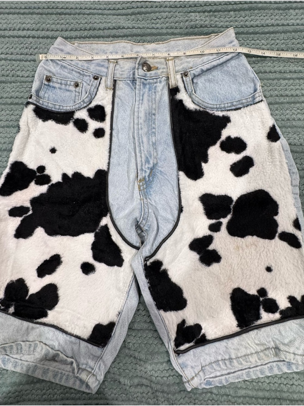 High-Waist Black & White Cow Print Women's Shorts